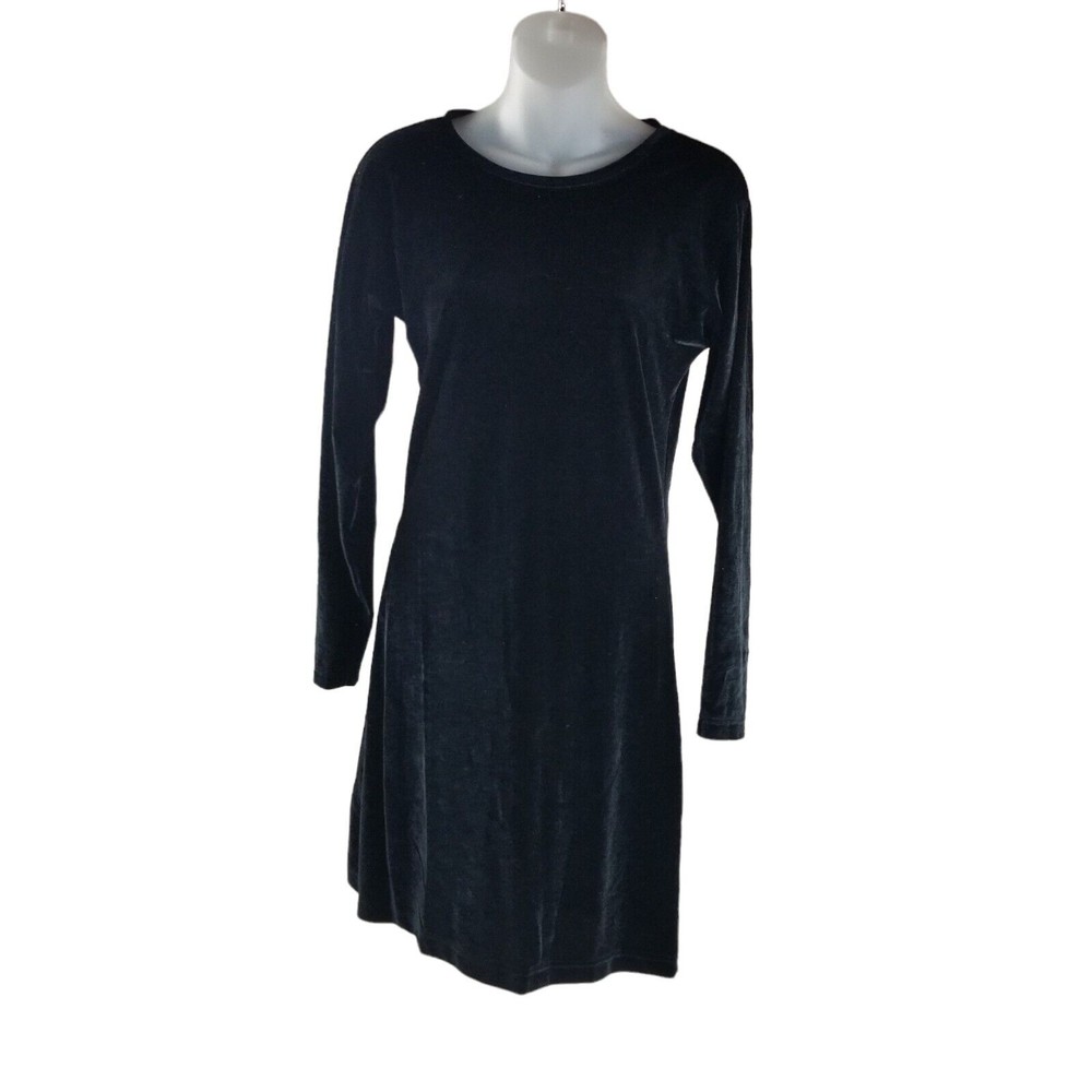 NY Collection Velour Stretch Knee Length Dress Long Sleeve Womens M Velvet - Picture 12 of 12